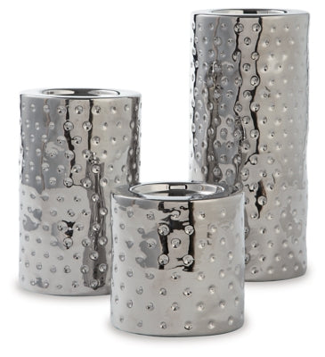 Ashley Marisa Silver Finish Candle Holder (Set of 3)