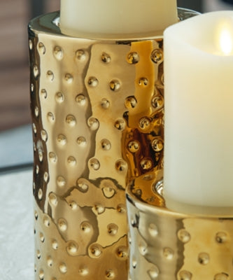 Ashley Marisa Gold Finish Candle Holder (Set of 3)