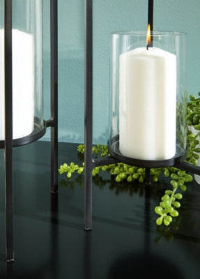 Ashley Ginette Black Candle Holder (Set of 2)