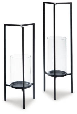 Ashley Ginette Black Candle Holder (Set of 2)