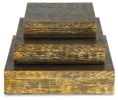 Ashley Keldy Antique Brass Finish Box (Set of 3)