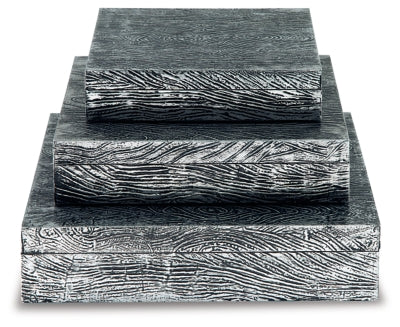 Ashley Keldy Antique Pewter Finish Box (Set of 3)