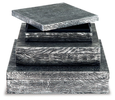 Ashley Keldy Antique Pewter Finish Box (Set of 3)