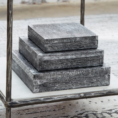 Ashley Keldy Antique Pewter Finish Box (Set of 3)