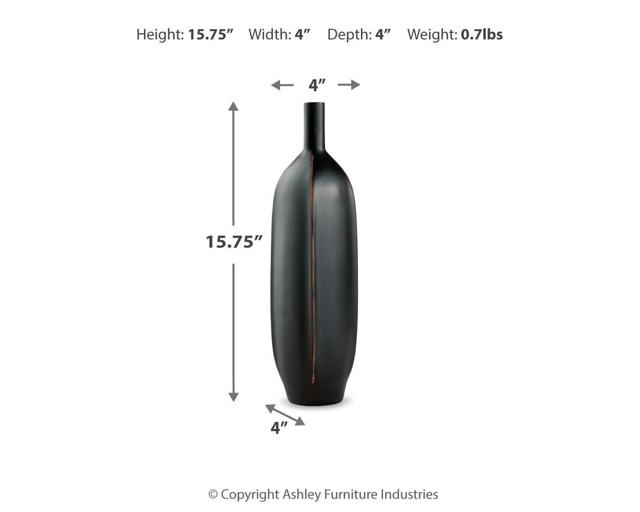 Ashley Rhaveney Black 15.75" H Vases (Set of 3)