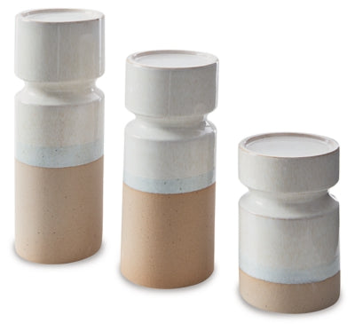 Ashley Hurston Ivory Brown Candle Holder (Set of 3)