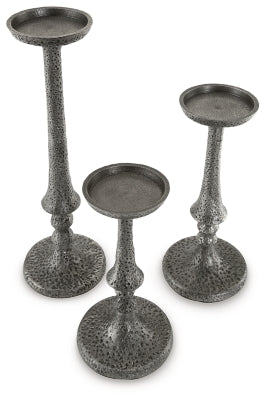 Ashley Eravell Pewter Finish Candle Holder (Set of 3)