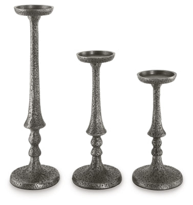 Ashley Eravell Pewter Finish Candle Holder (Set of 3)