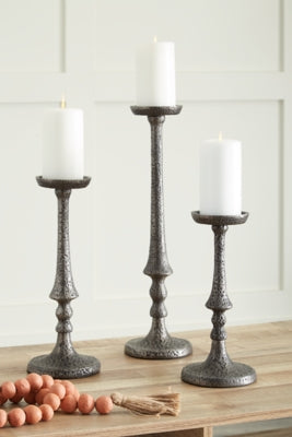 Ashley Eravell Pewter Finish Candle Holder (Set of 3)