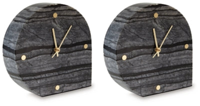 Ashley Janmour Black Table Clock (Set of 2)