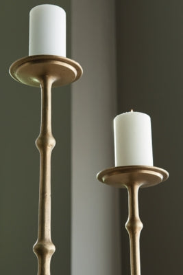 Ashley Larwick Antique Brass Finish Candle Holder (Set of 2)