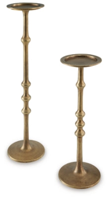 Ashley Larwick Antique Brass Finish Candle Holder (Set of 2)