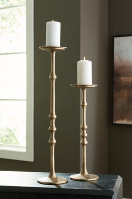 Ashley Larwick Antique Brass Finish Candle Holder (Set of 2)