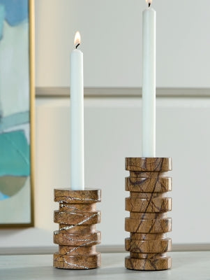 Ashley Emsleyfield Tan Candle Holder Set (Set of 2)