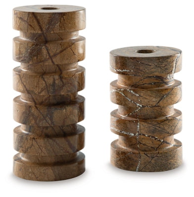 Ashley Emsleyfield Tan Candle Holder Set (Set of 2)