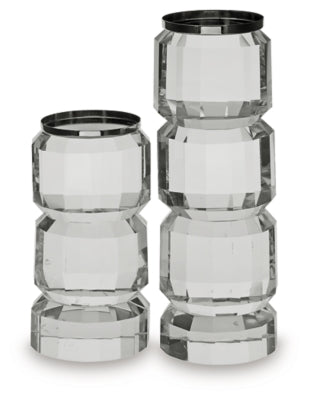 Ashley Brentley Clear Silver Finish Candle Holder Set (Set of 2)