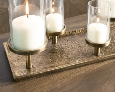 Ashley Wallmond Antique Brass Finish Candle Holder