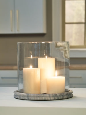 Ashley Saskia Clear Beige Candle Holder