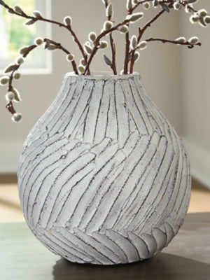Ashley Shelvie Distressed White Vase