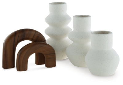 Ashley Carterworth White Brown Accessory Set (Set of 5)