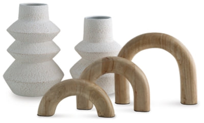 Ashley Maddwarth White Natural Brown Accessory Set (Set of 5)