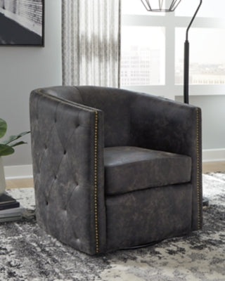 Ashley Brentlow Distressed Black Swivel Accent Chair