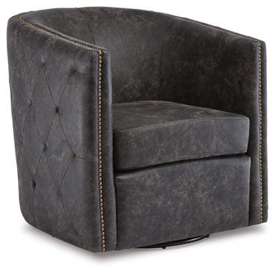 Ashley Brentlow Distressed Black Swivel Accent Chair