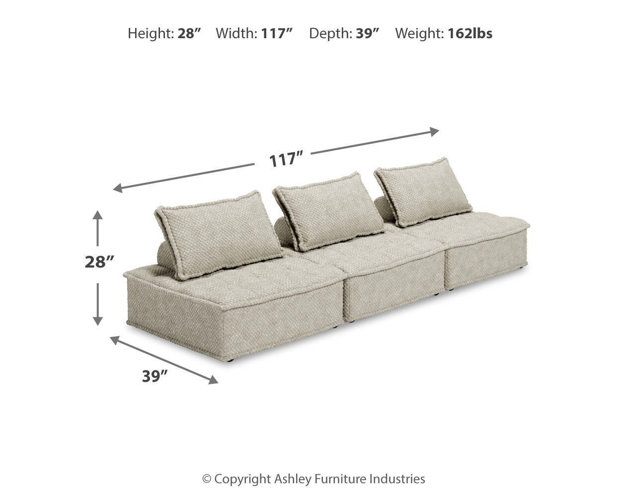 Ashley Bales Taupe 3-Piece Modular Seating