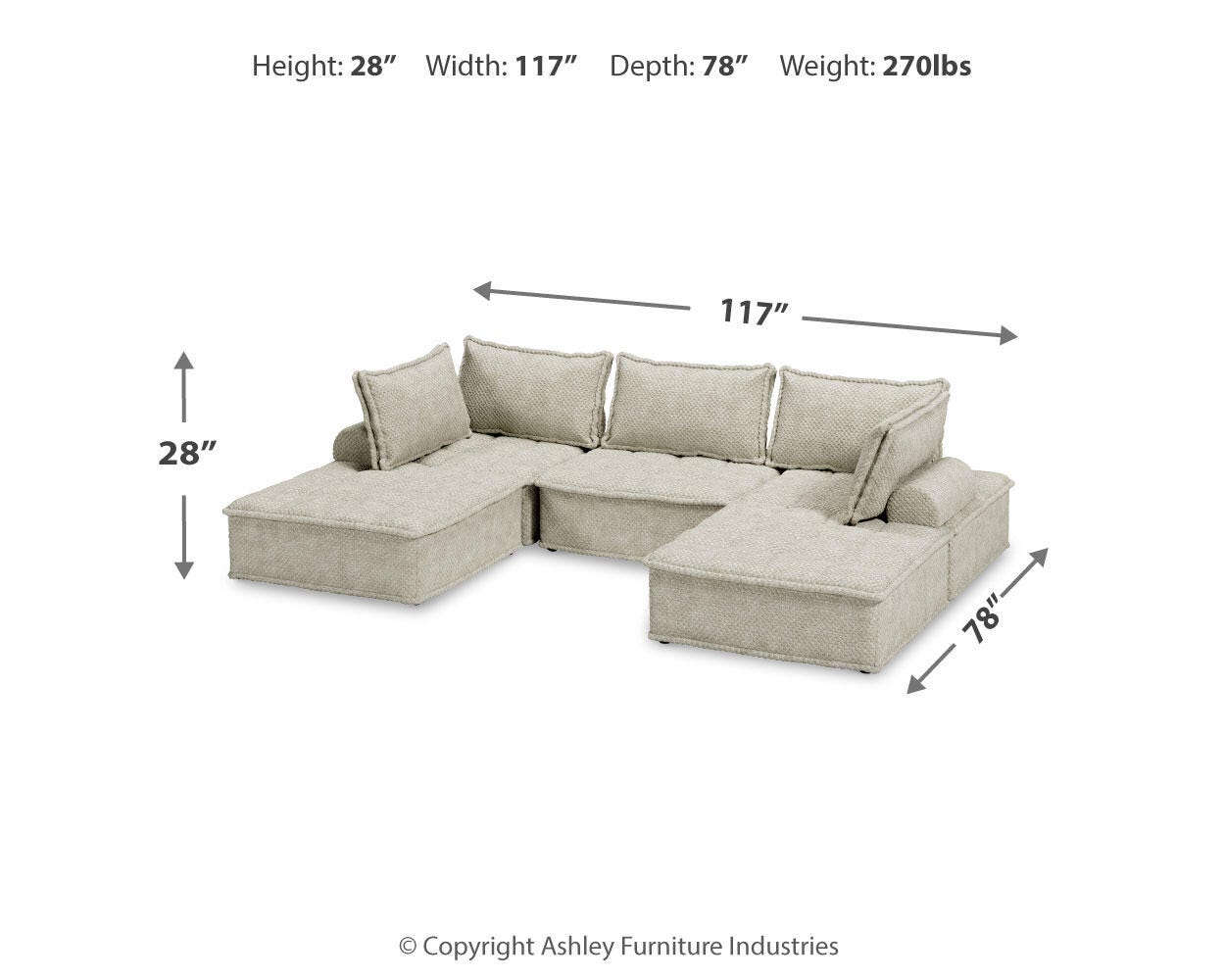 Ashley Bales Taupe 5-Piece Modular Seating