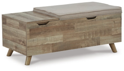Ashley Gerdanet Beige Brown Hidden Storage Bench