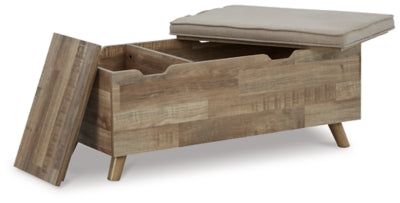 Ashley Gerdanet Beige Brown Hidden Storage Bench
