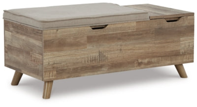 Ashley Gerdanet Beige Brown Hidden Storage Bench