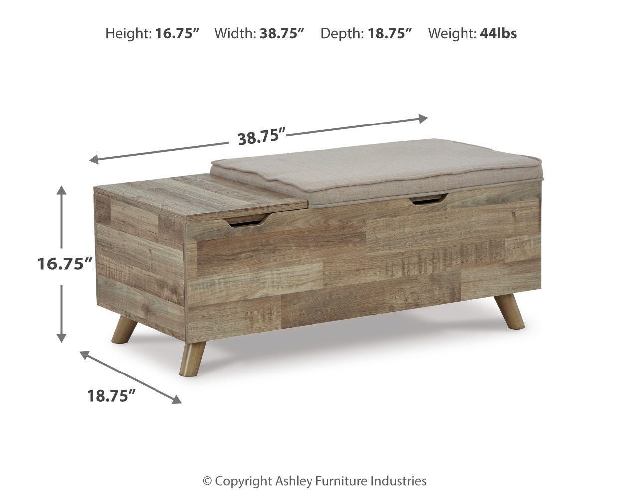 Ashley Gerdanet Beige Brown Hidden Storage Bench