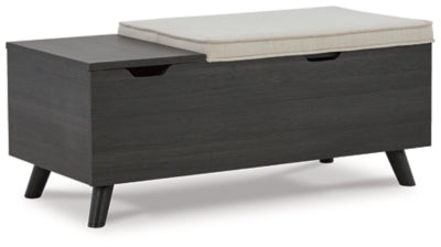 Ashley Yarlow Linen Gray Hidden Storage Bench