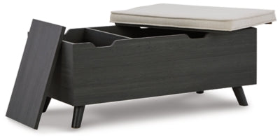 Ashley Yarlow Linen Gray Hidden Storage Bench