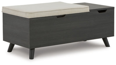 Ashley Yarlow Linen Gray Hidden Storage Bench