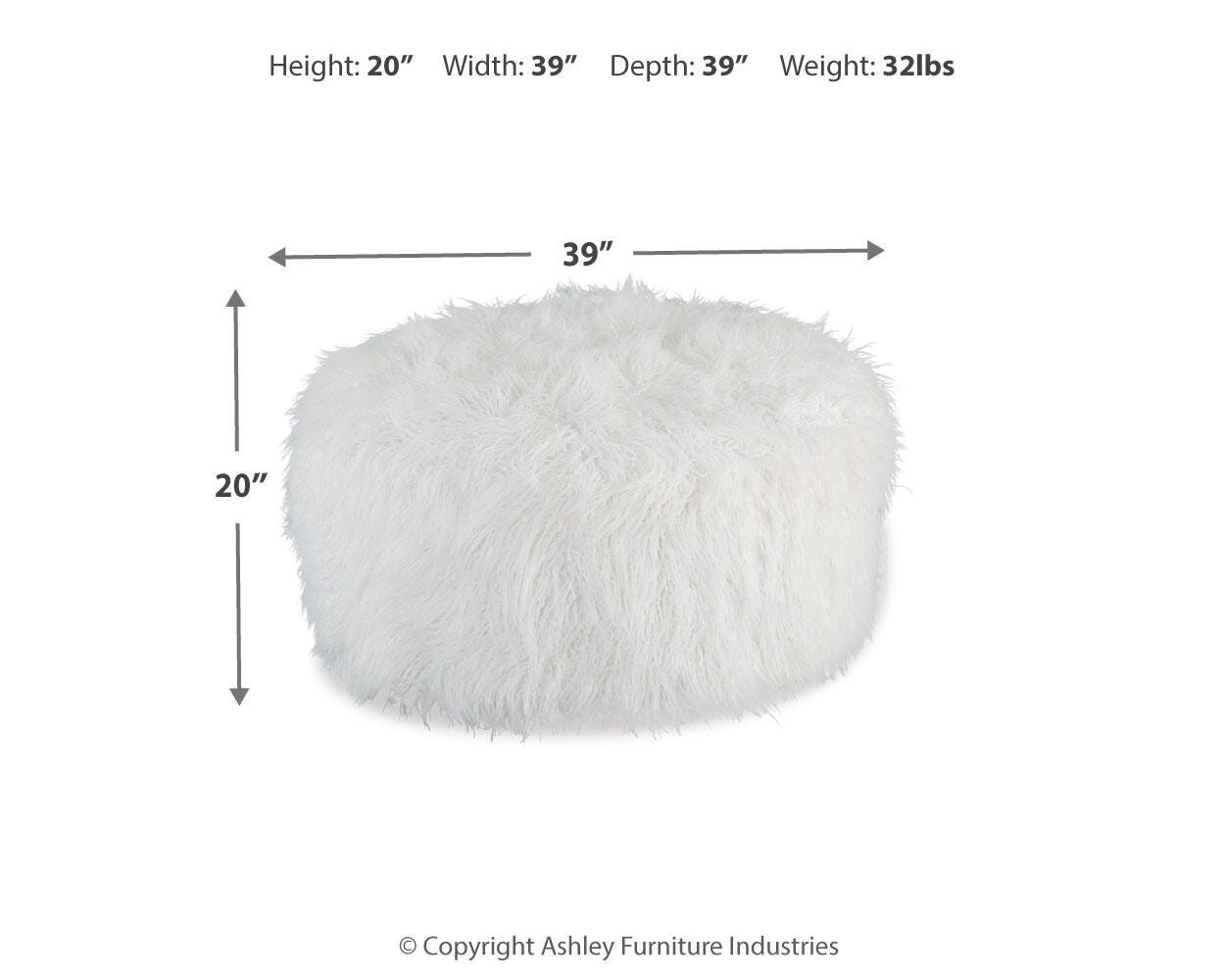 Ashley Galice White Oversized Accent Ottoman
