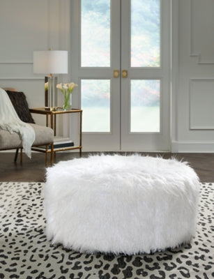 Ashley Galice White Oversized Accent Ottoman