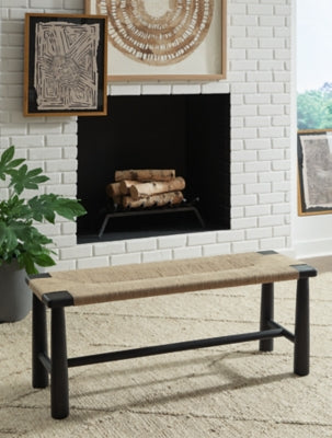 Ashley Acerman Black Natural Accent Bench