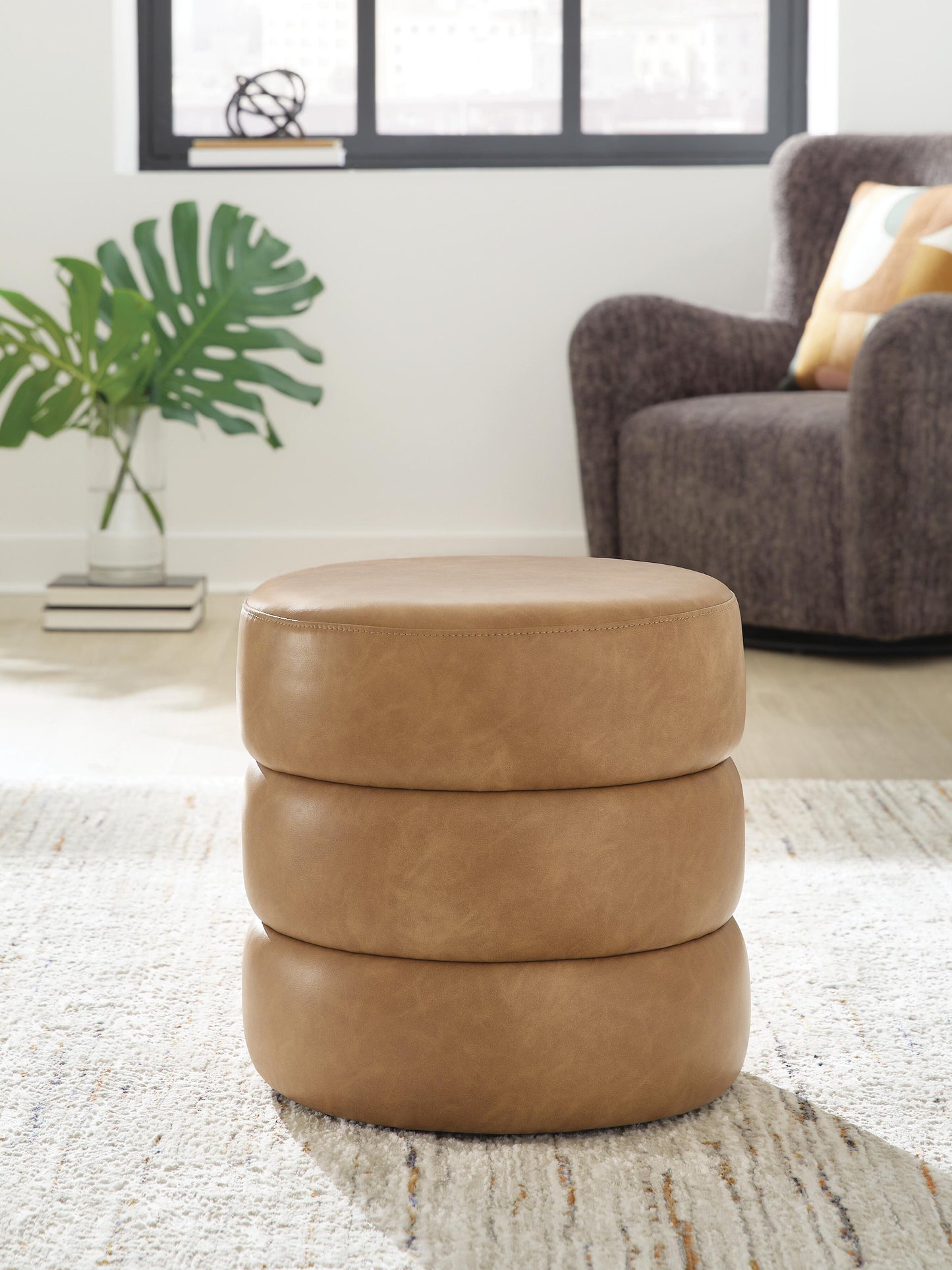 Ashley Ummi Caramel Swivel Accent Ottoman