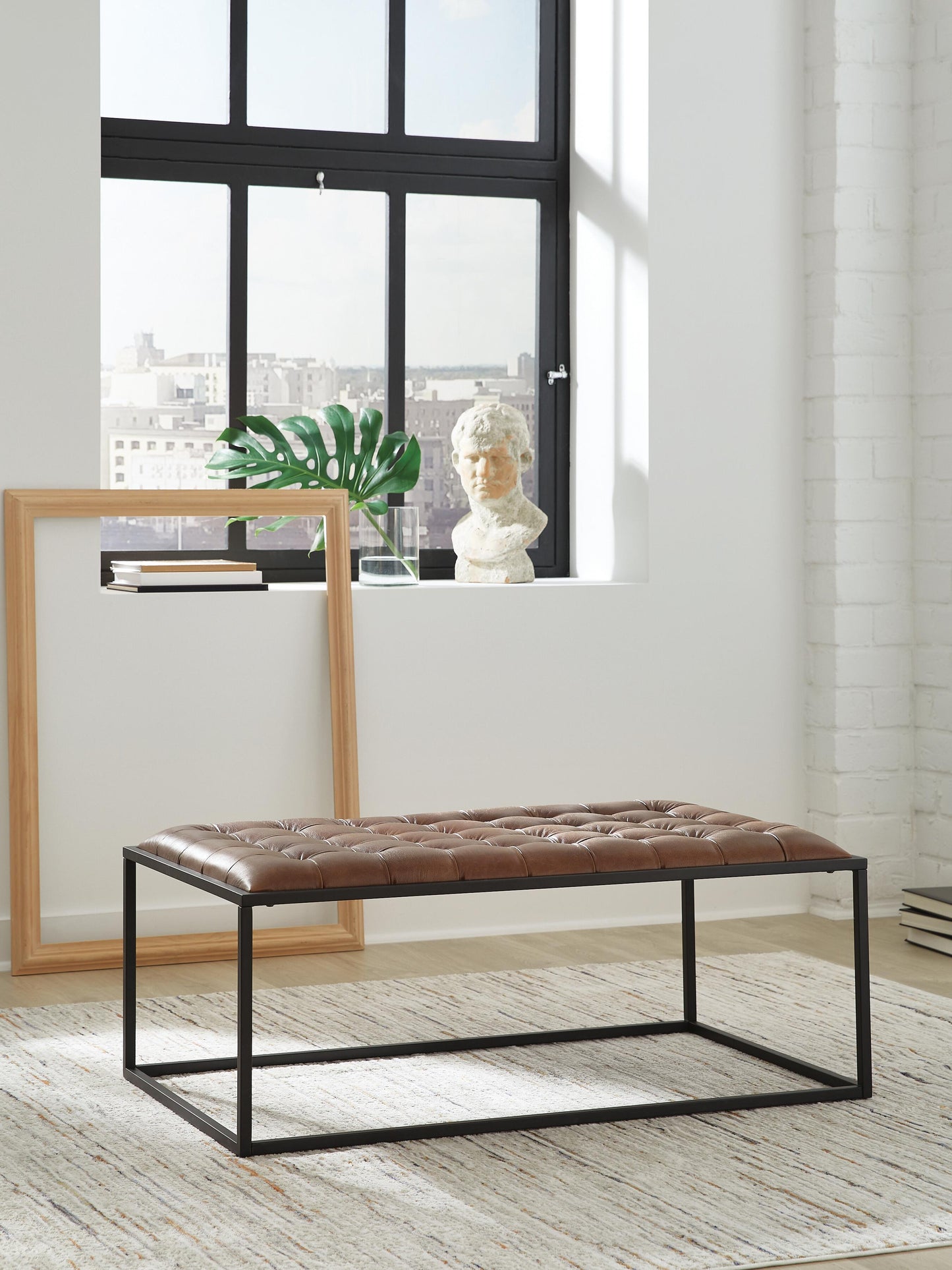 Ashley Junsor Brown Black Coffee Table Ottoman