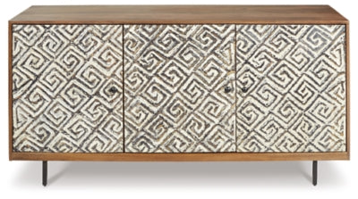 Ashley Kerrings Brown Black White Accent Cabinet