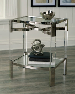 Ashley Chaseton Clear Silver Finish Accent Table