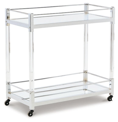 Ashley Chaseton Clear Silver Finish Bar Cart