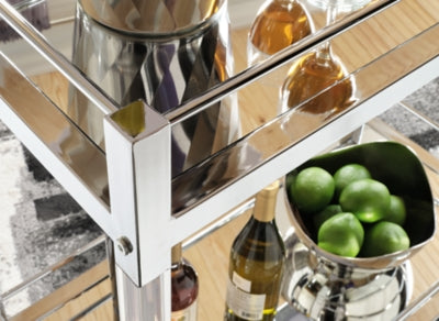 Ashley Chaseton Clear Silver Finish Bar Cart