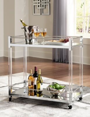 Ashley Chaseton Clear Silver Finish Bar Cart