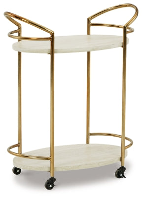 Ashley Tarica Cream Gold Finish Bar Cart