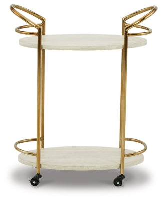Ashley Tarica Cream Gold Finish Bar Cart