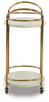 Ashley Tarica Cream Gold Finish Bar Cart