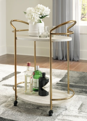 Ashley Tarica Cream Gold Finish Bar Cart